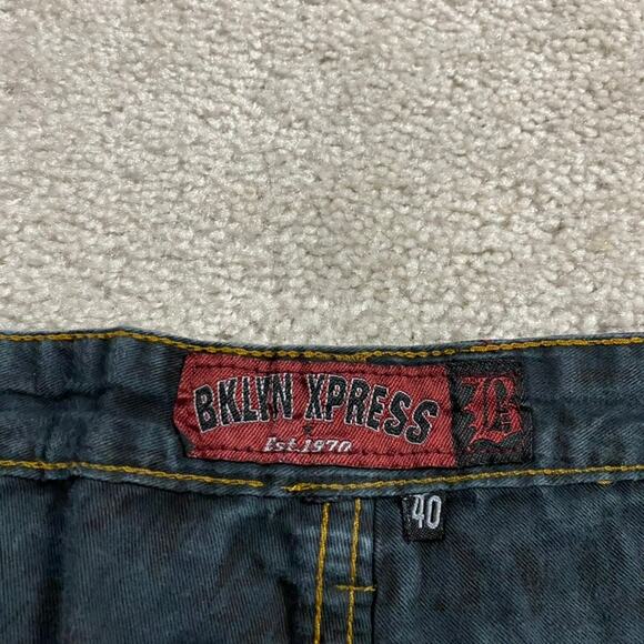 Y2K BKLYN Express Jean Shorts Mens 40* Jorts Denim Grunge Skater Baggy Faded - Picture 4 of 9